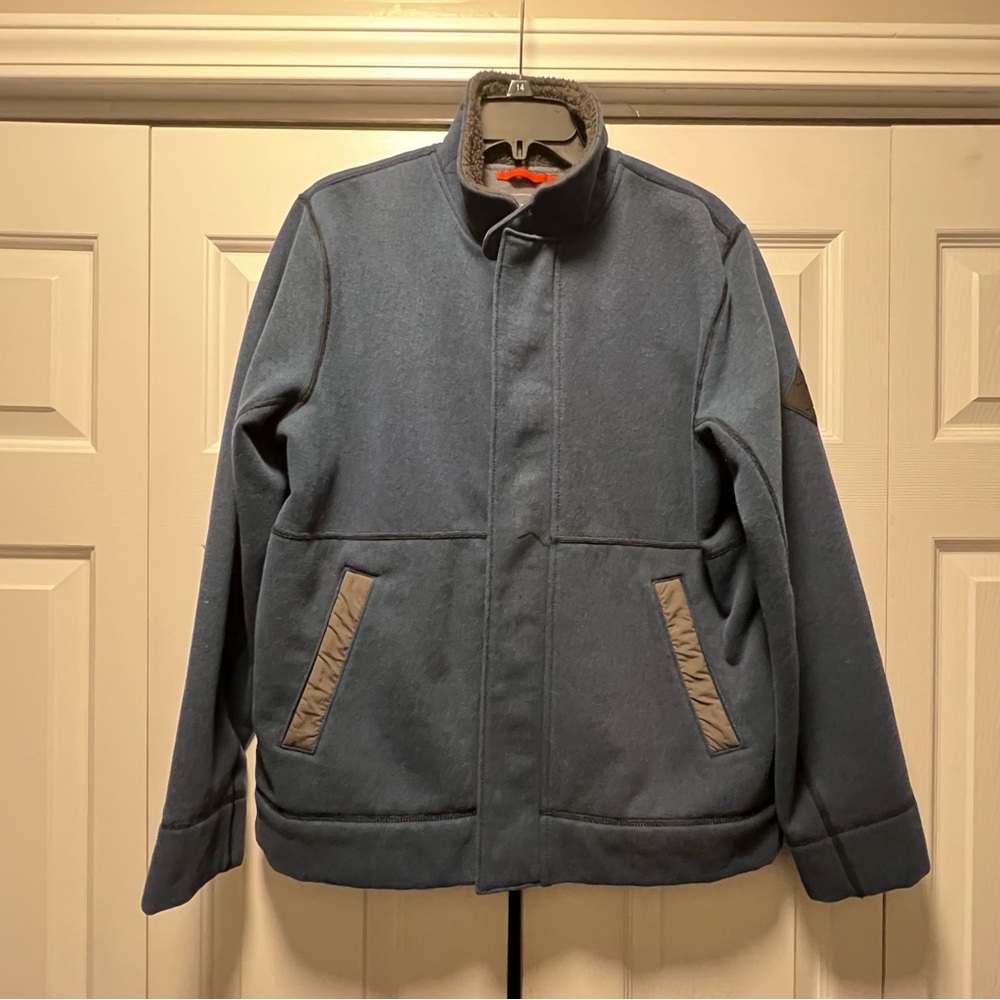 North Face Mens Sweater Fleece Lined Medium Blue Full Zip Long Sleeve 721222